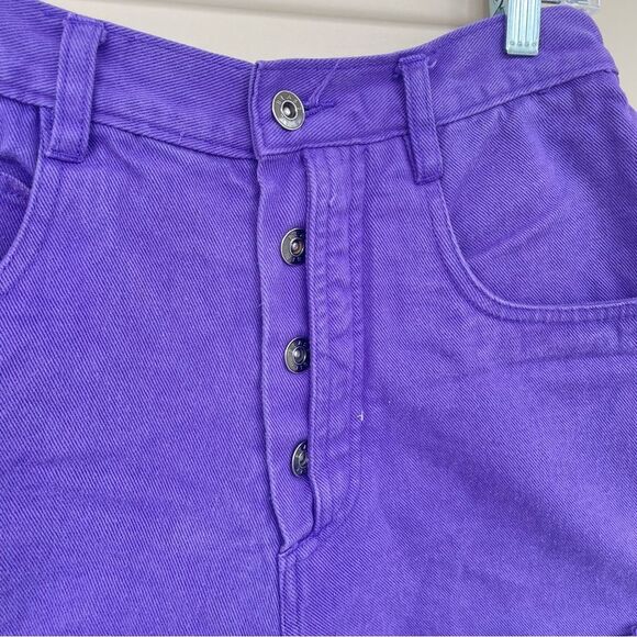 Vintage Bill Blass High Button Waist Purple Denim Distressed Shorts Size 10 - Picture 2 of 11